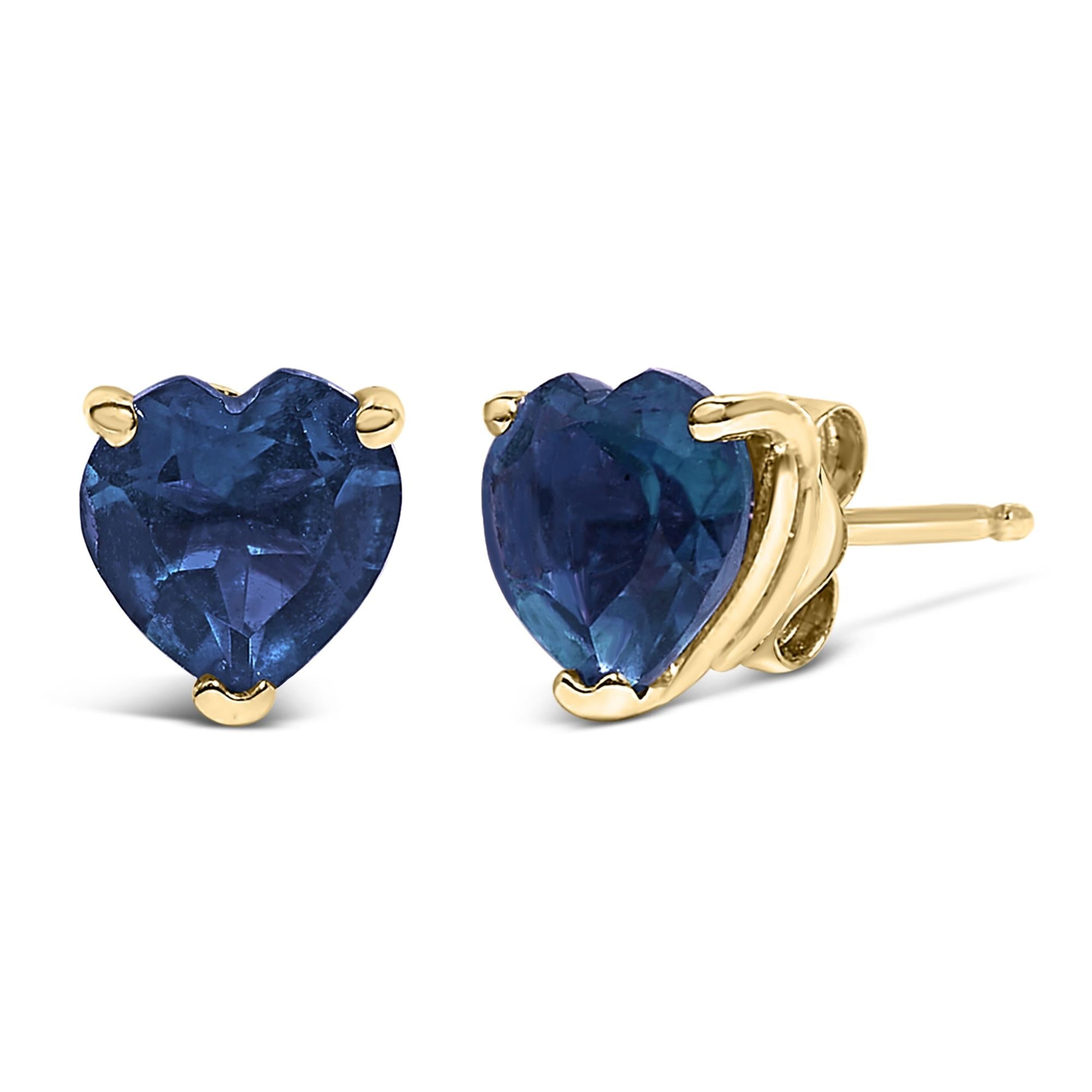 14K Gold 5MM Heart Cut Gemstone Solitaire Stud Earrings