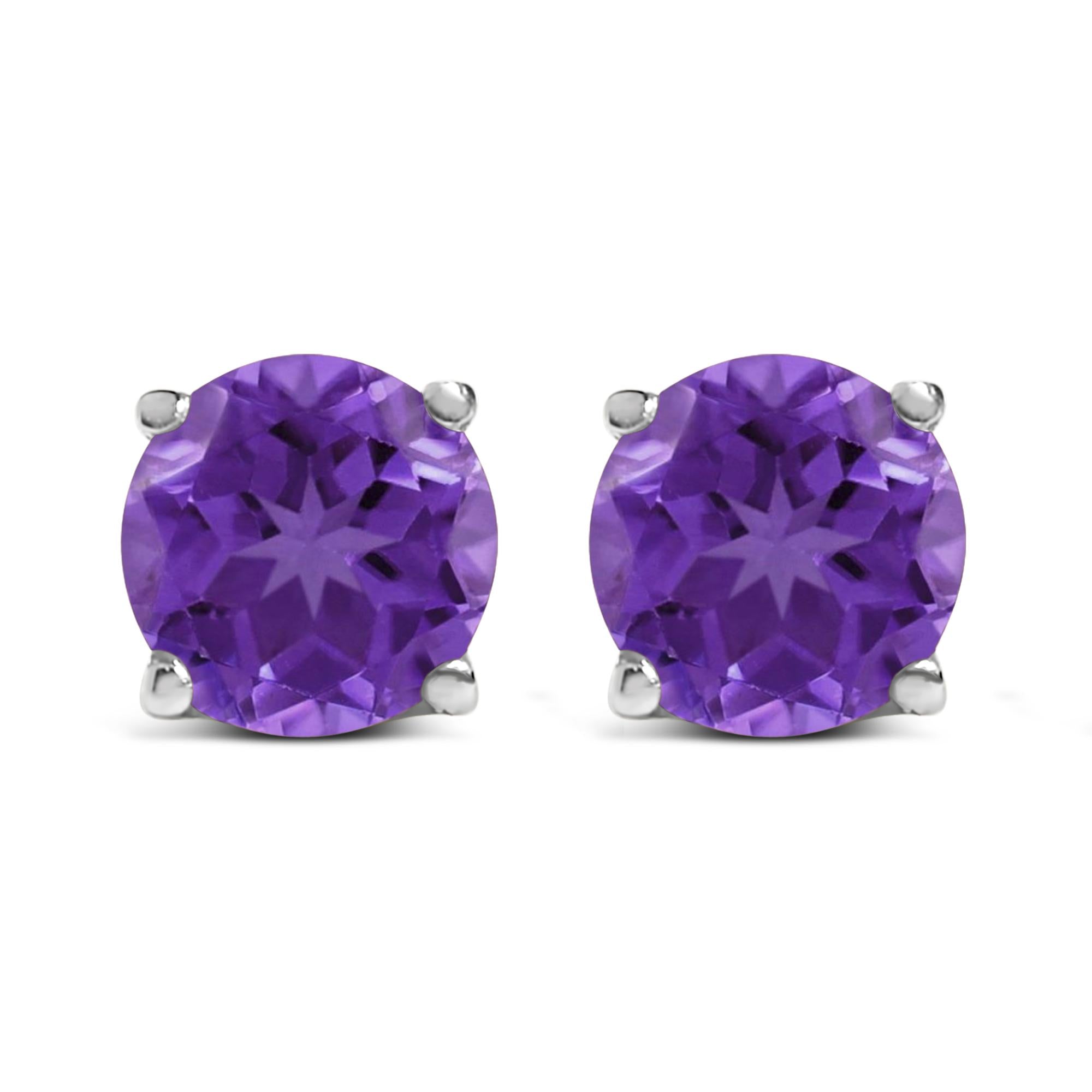 14K Gold 5X5MM Round Gemstone Solitaire Stud Earrings