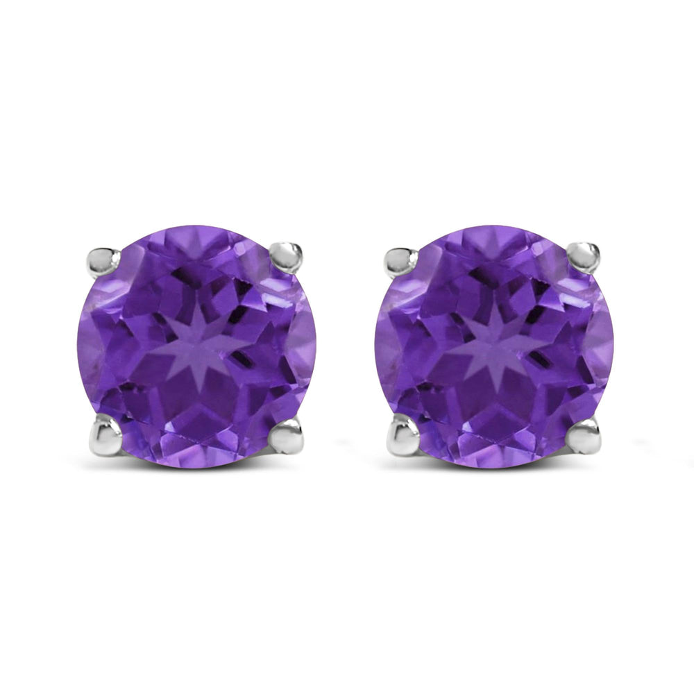 14K Gold 5X5MM Round Gemstone Solitaire Stud Earrings