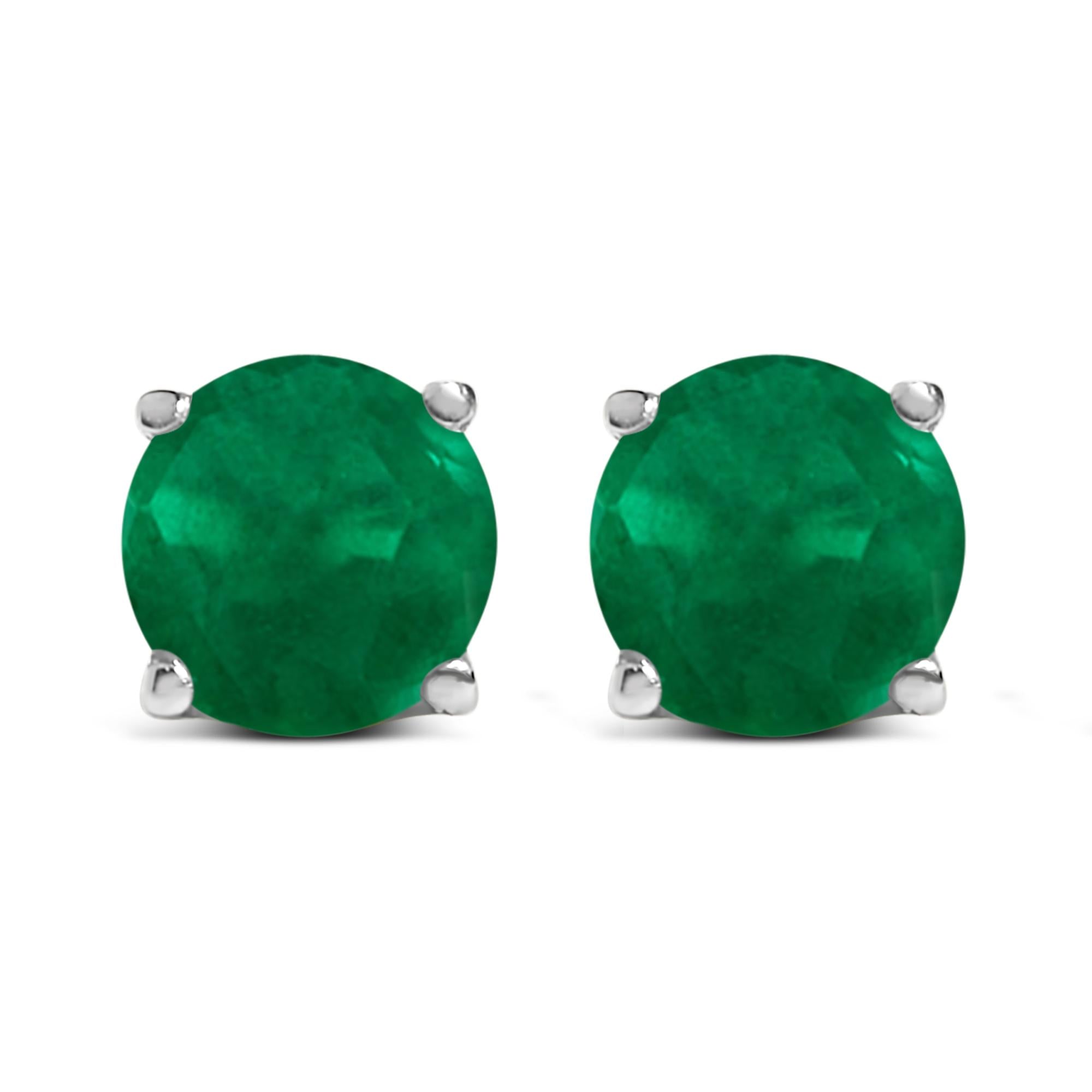 14K Gold 5X5MM Round Gemstone Solitaire Stud Earrings