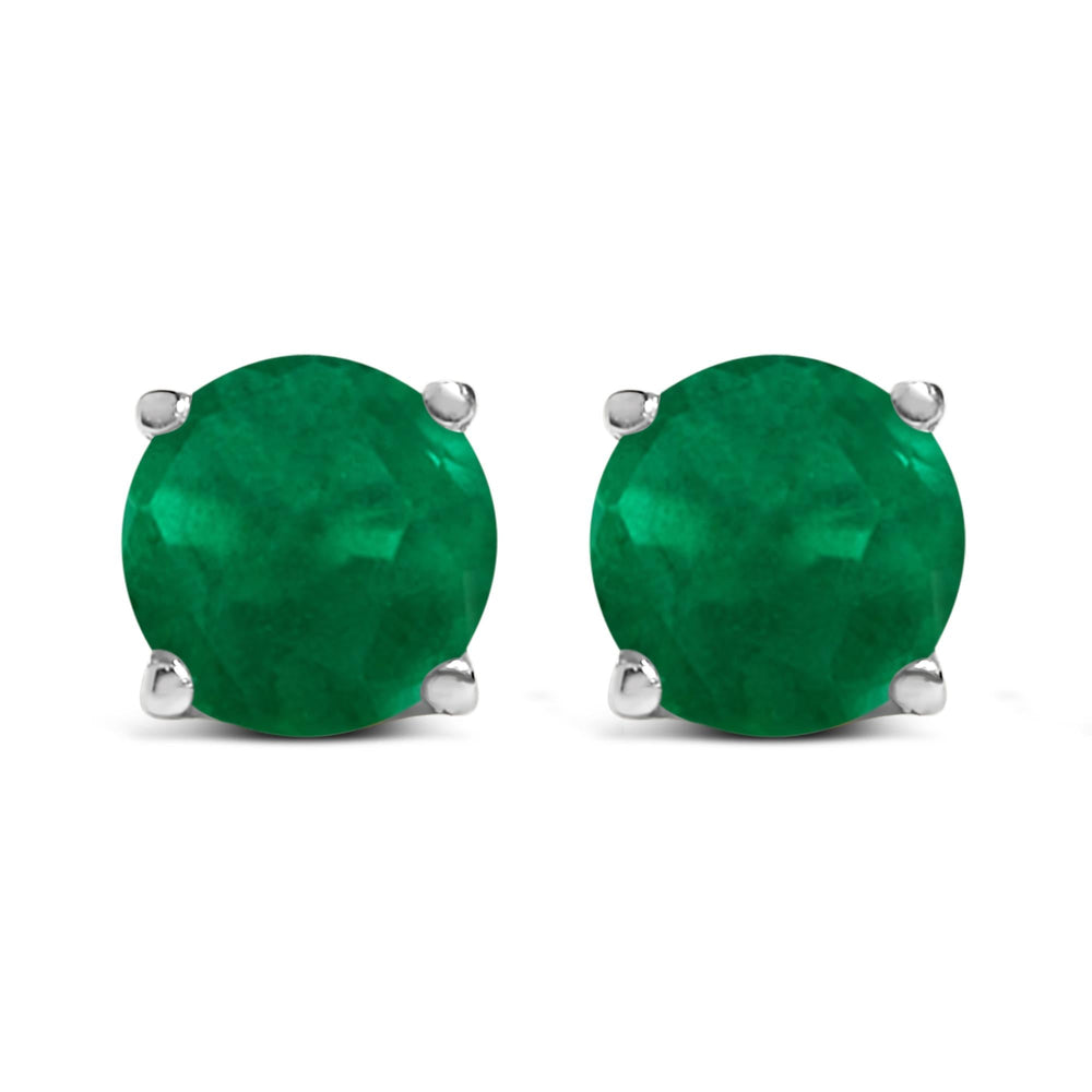 14K Gold 5X5MM Round Gemstone Solitaire Stud Earrings