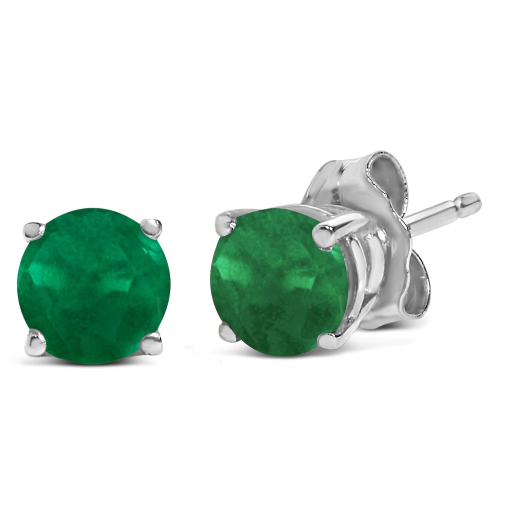 14K Gold 5X5MM Round Gemstone Solitaire Stud Earrings