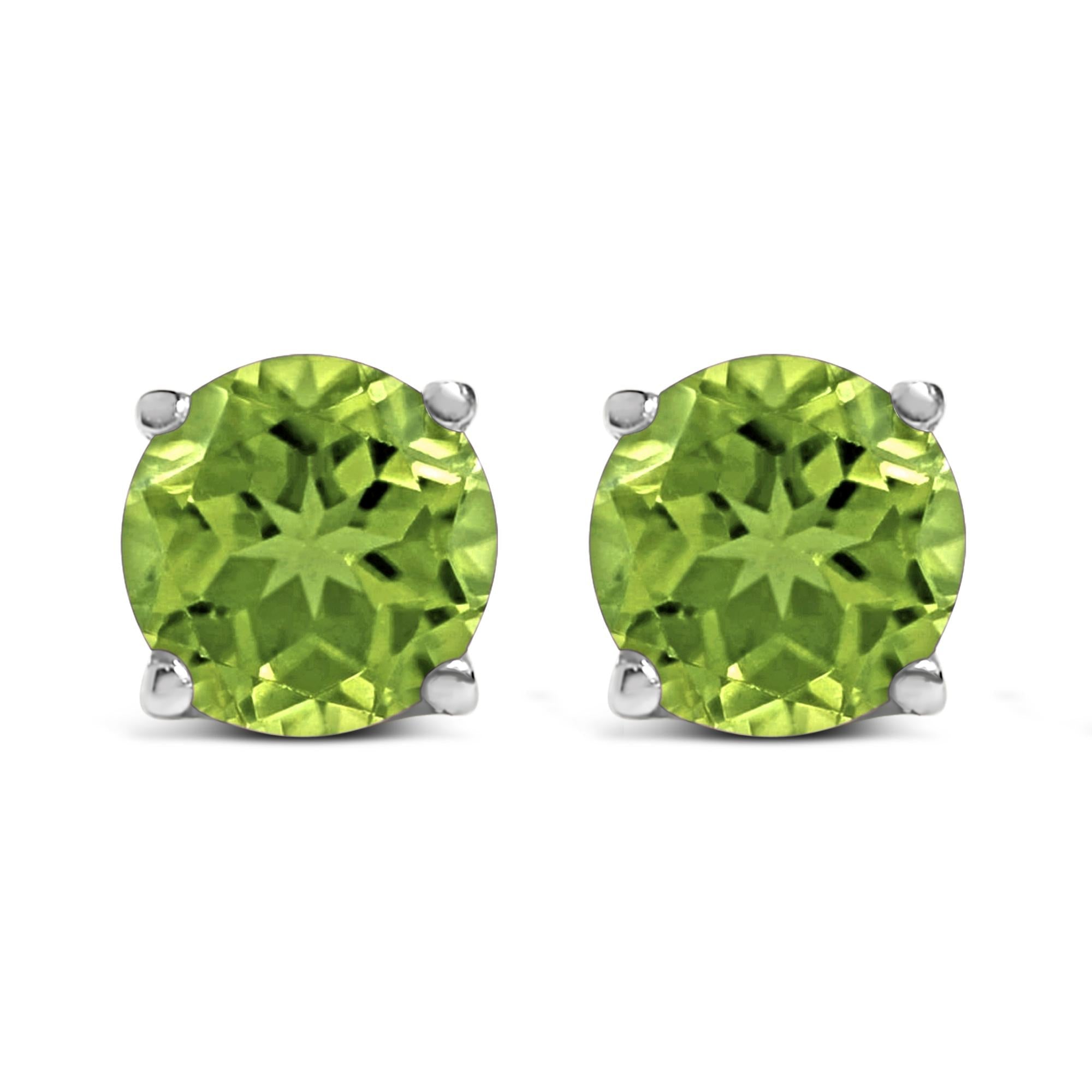 14K Gold 5X5MM Round Gemstone Solitaire Stud Earrings