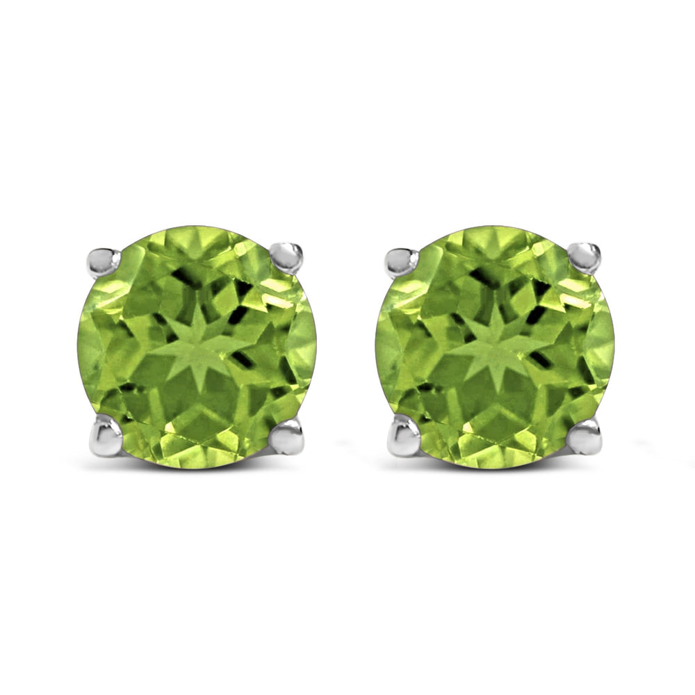 14K Gold 5X5MM Round Gemstone Solitaire Stud Earrings
