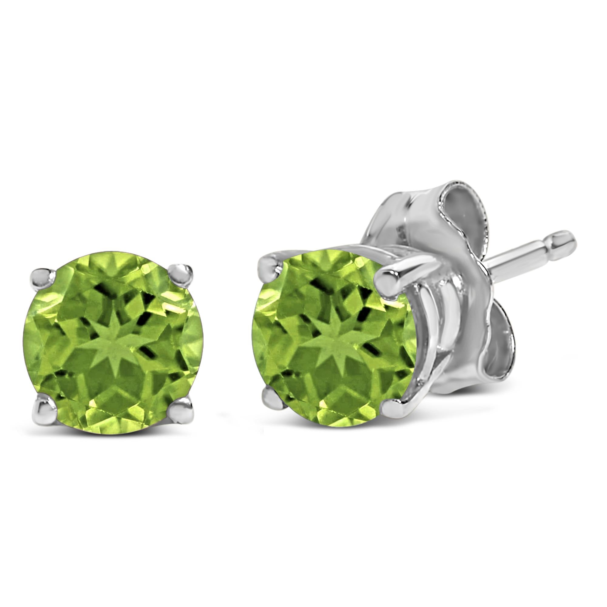 14K Gold 5X5MM Round Gemstone Solitaire Stud Earrings