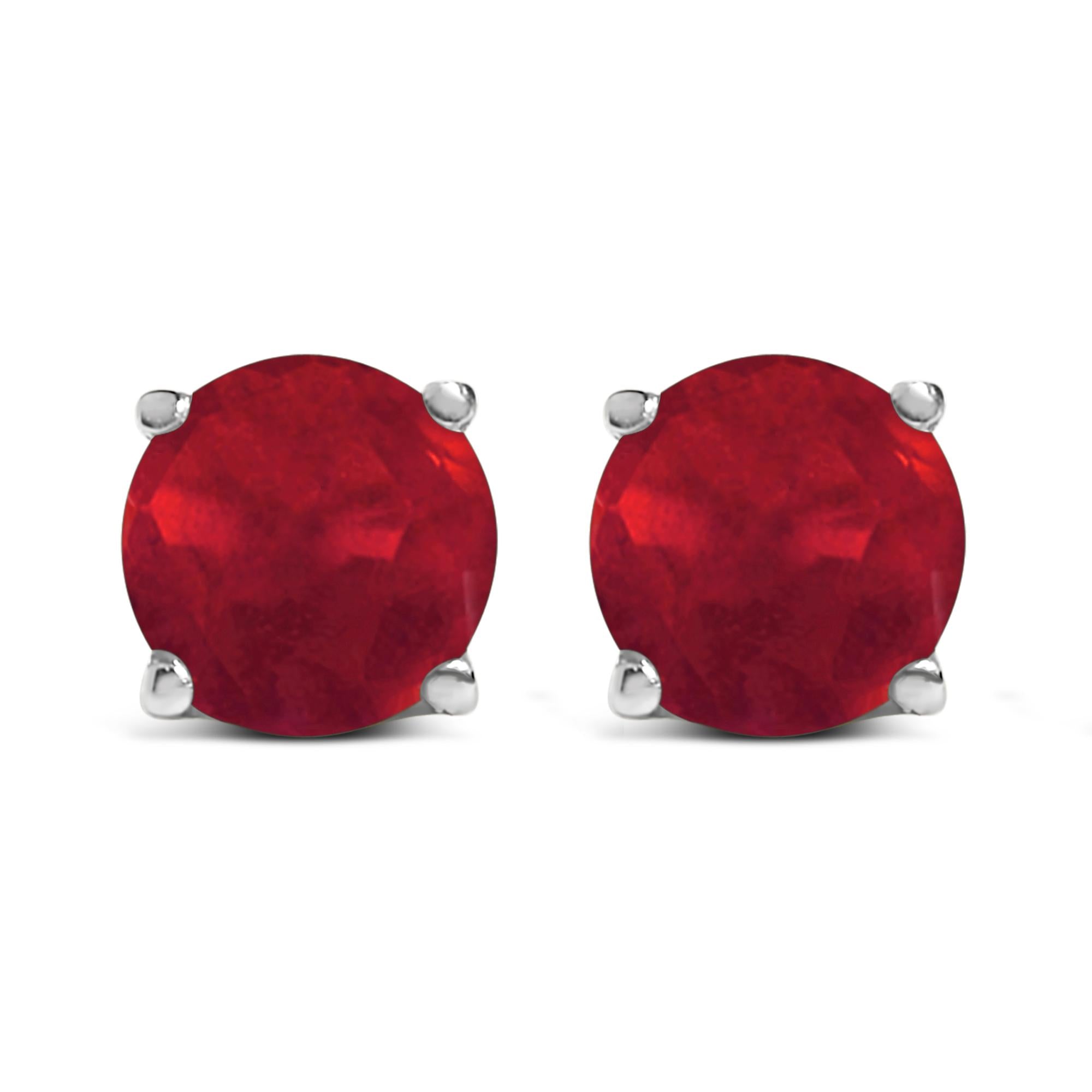 14K Gold 5X5MM Round Gemstone Solitaire Stud Earrings