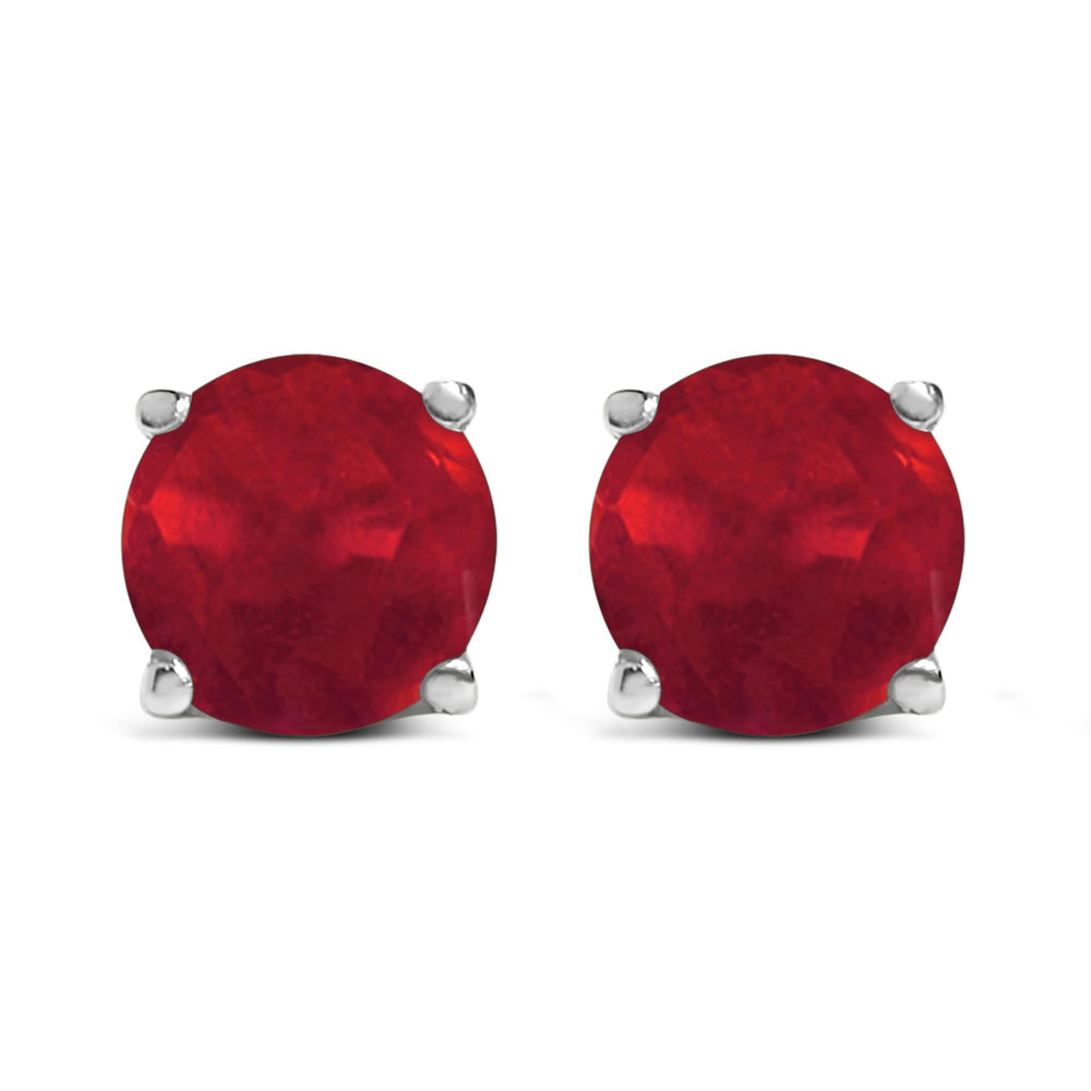 14K Gold 5X5MM Round Gemstone Solitaire Stud Earrings