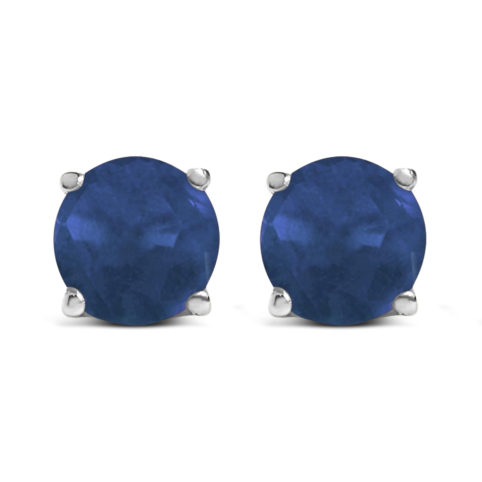 14K Gold 5X5MM Round Gemstone Solitaire Stud Earrings