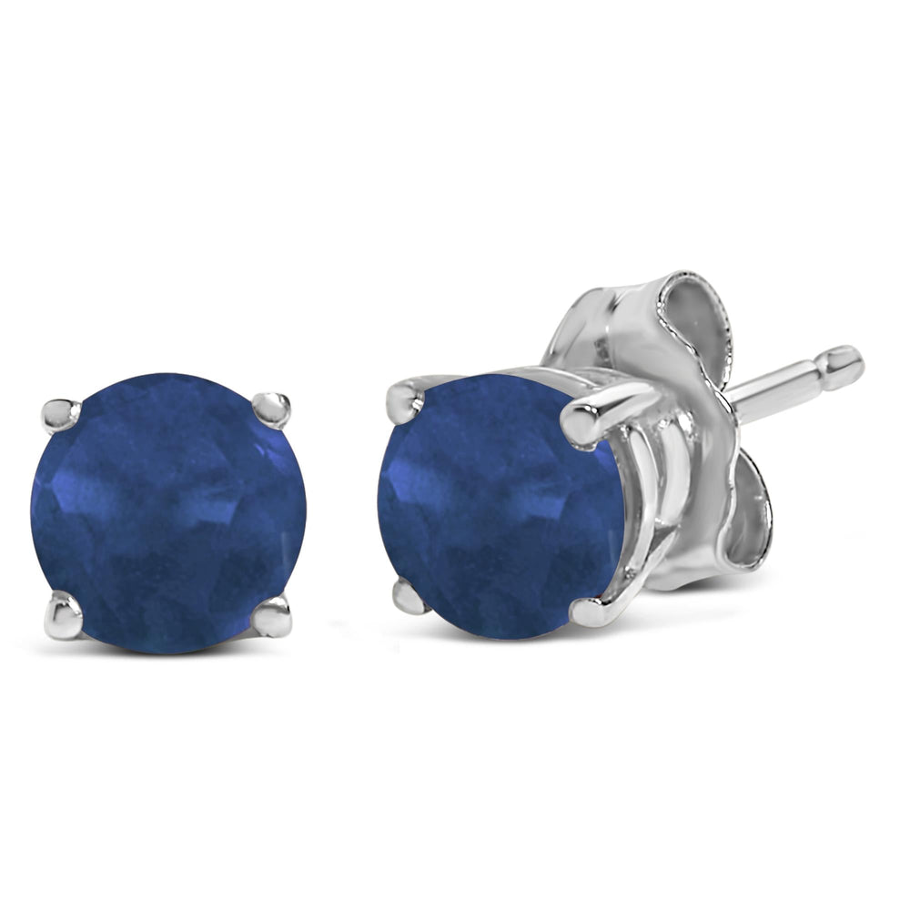 14K Gold 5X5MM Round Gemstone Solitaire Stud Earrings