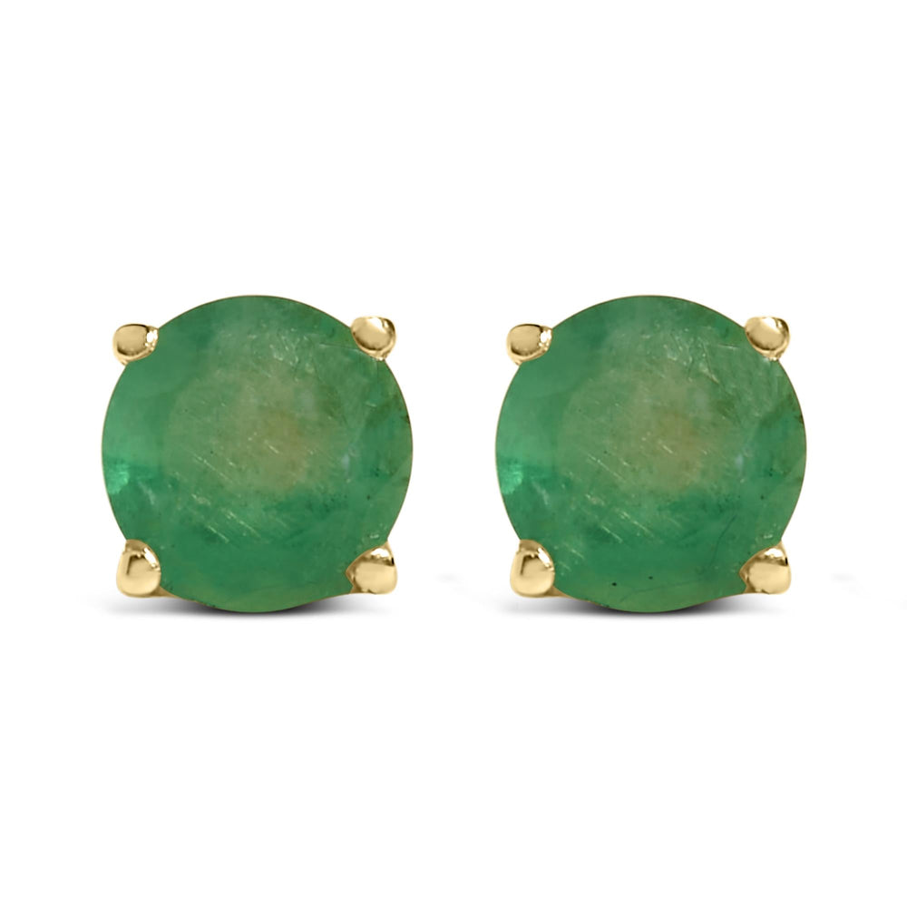 14K Gold 5X5MM Round Gemstone Solitaire Stud Earrings