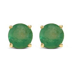 14K Gold 5X5MM Round Gemstone Solitaire Stud Earrings