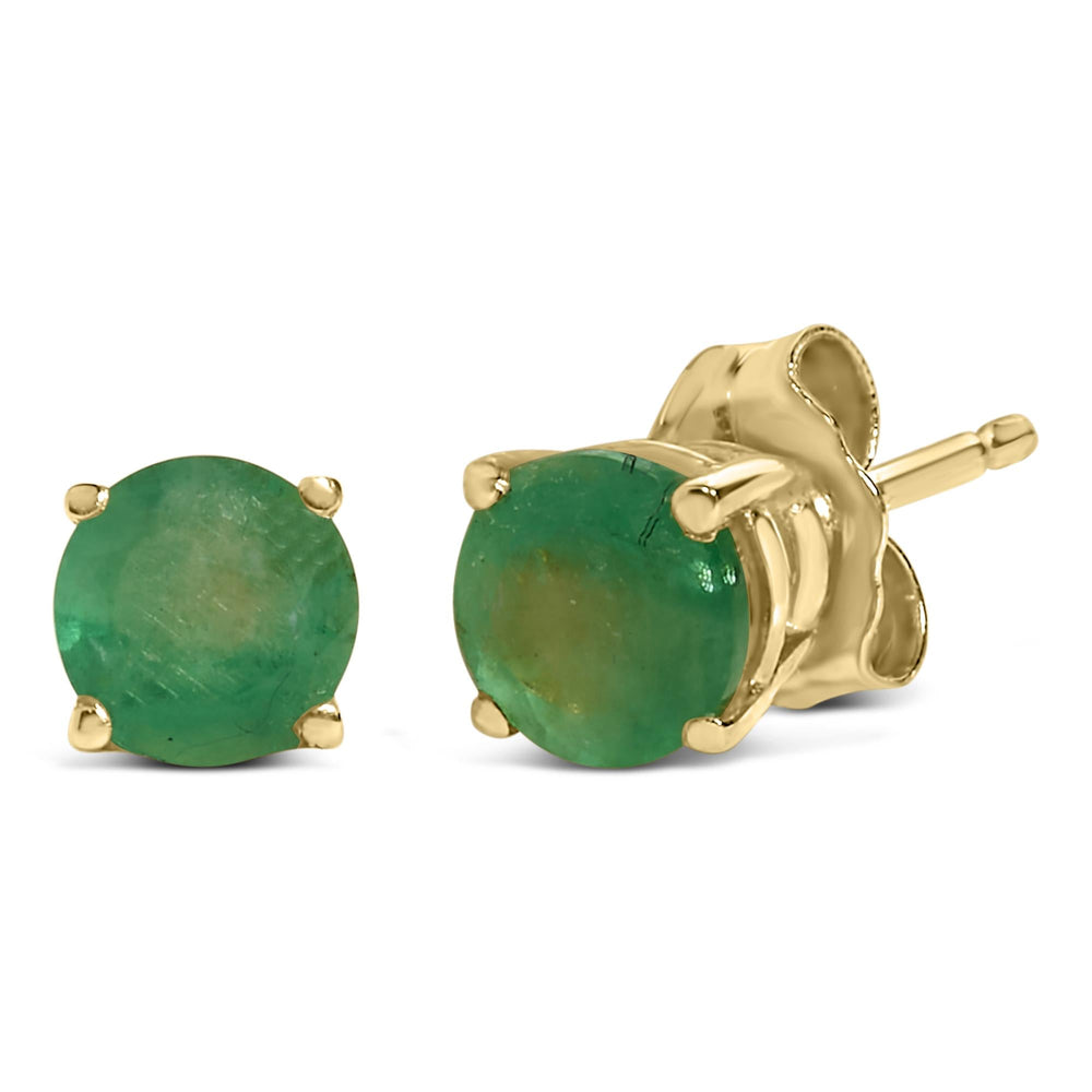 14K Gold 5X5MM Round Gemstone Solitaire Stud Earrings