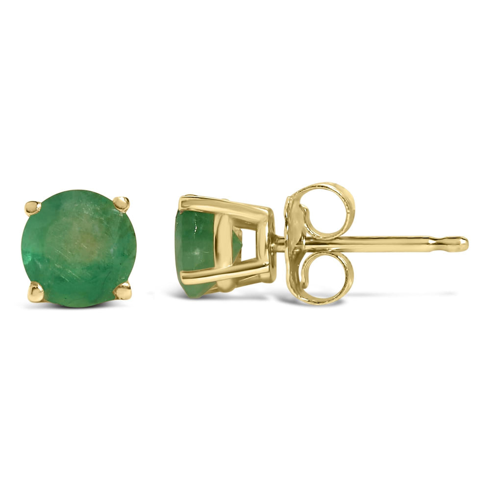 14K Gold 5X5MM Round Gemstone Solitaire Stud Earrings