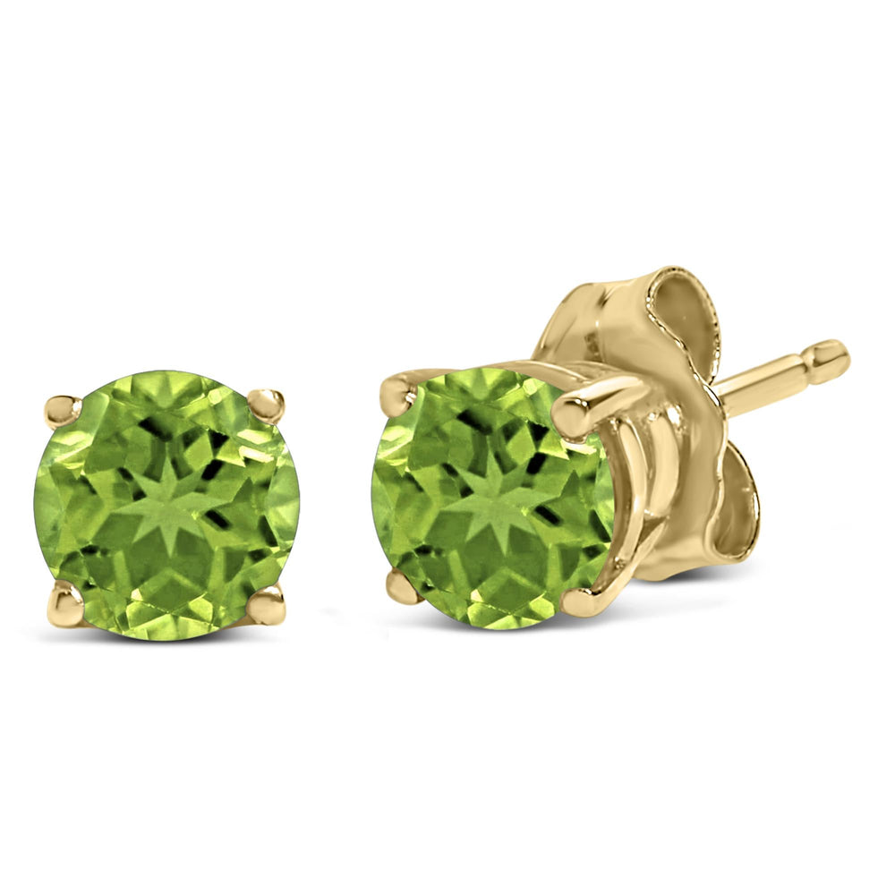 14K Gold 5X5MM Round Gemstone Solitaire Stud Earrings