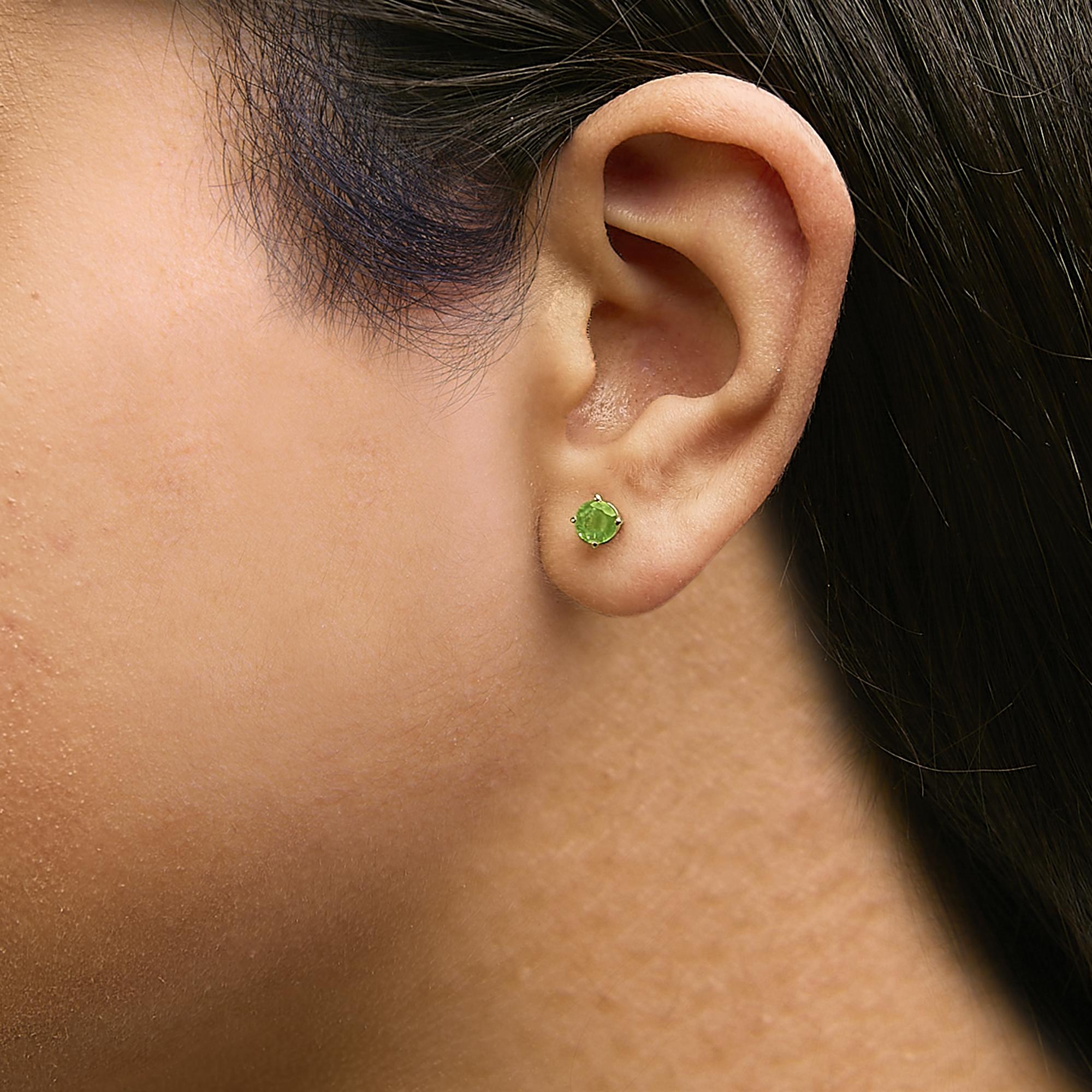 14K Gold 5X5MM Round Gemstone Solitaire Stud Earrings