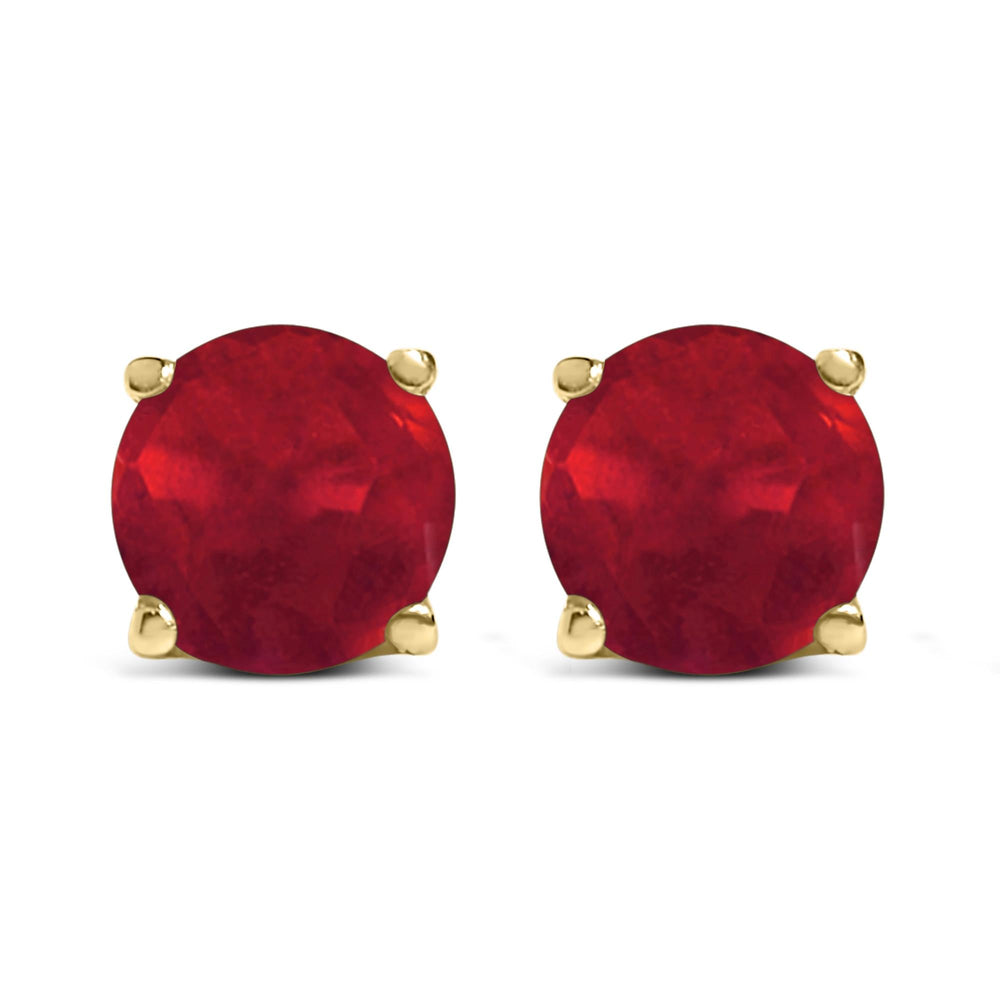 14K Gold 5X5MM Round Gemstone Solitaire Stud Earrings