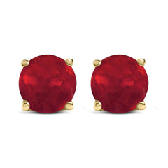 14K Gold 5X5MM Round Gemstone Solitaire Stud Earrings