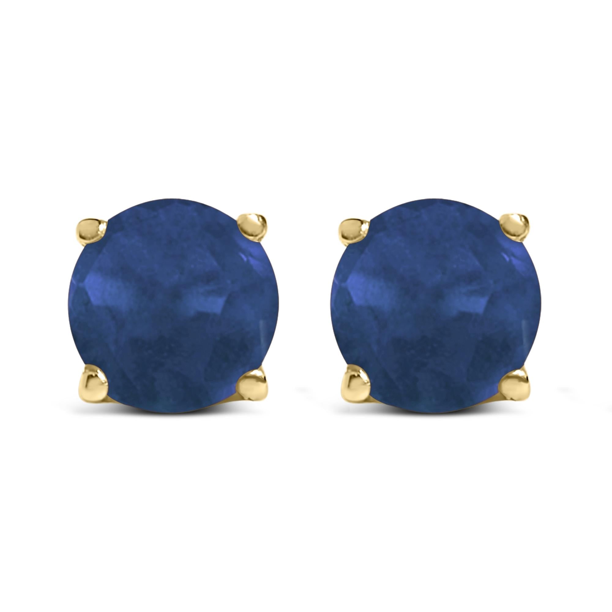 14K Gold 5X5MM Round Gemstone Solitaire Stud Earrings