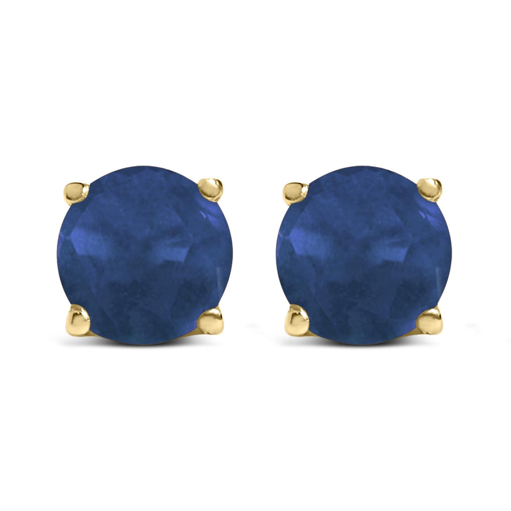 14K Gold 5X5MM Round Gemstone Solitaire Stud Earrings