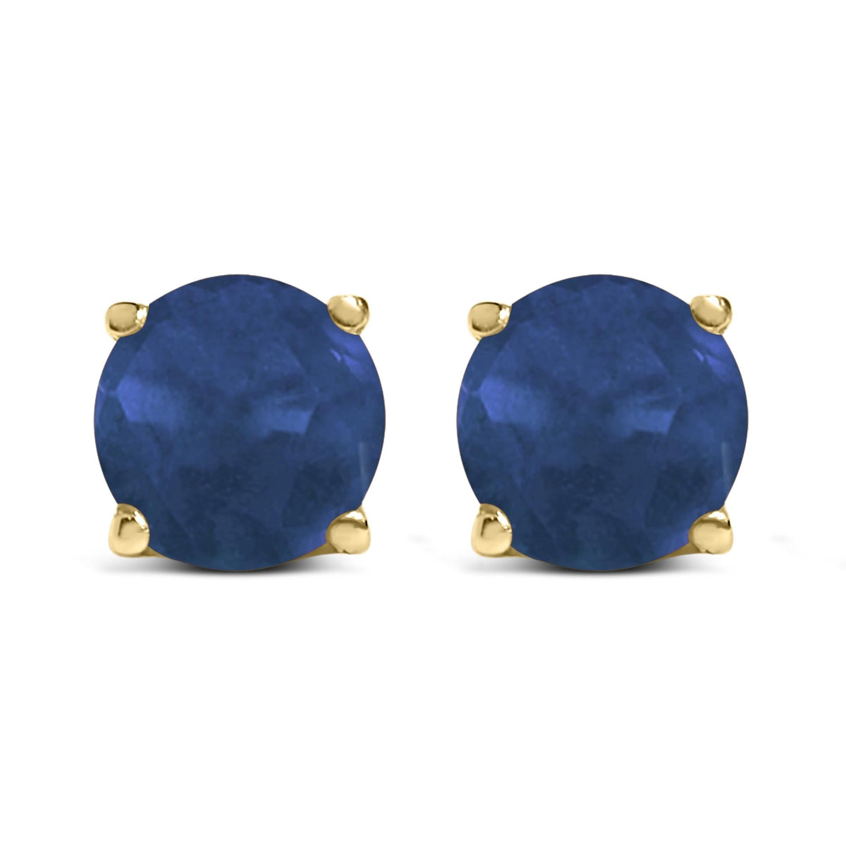 14K Gold 5X5MM Round Gemstone Solitaire Stud Earrings