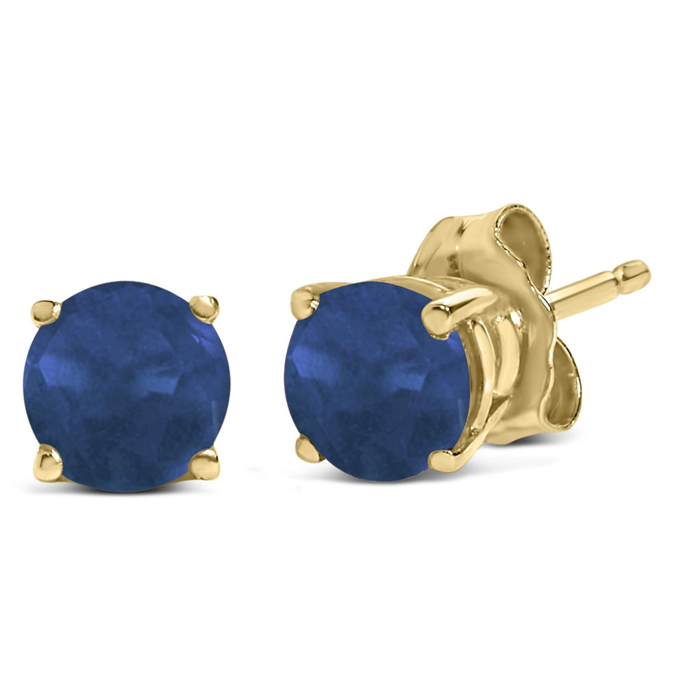 14K Gold 5X5MM Round Gemstone Solitaire Stud Earrings