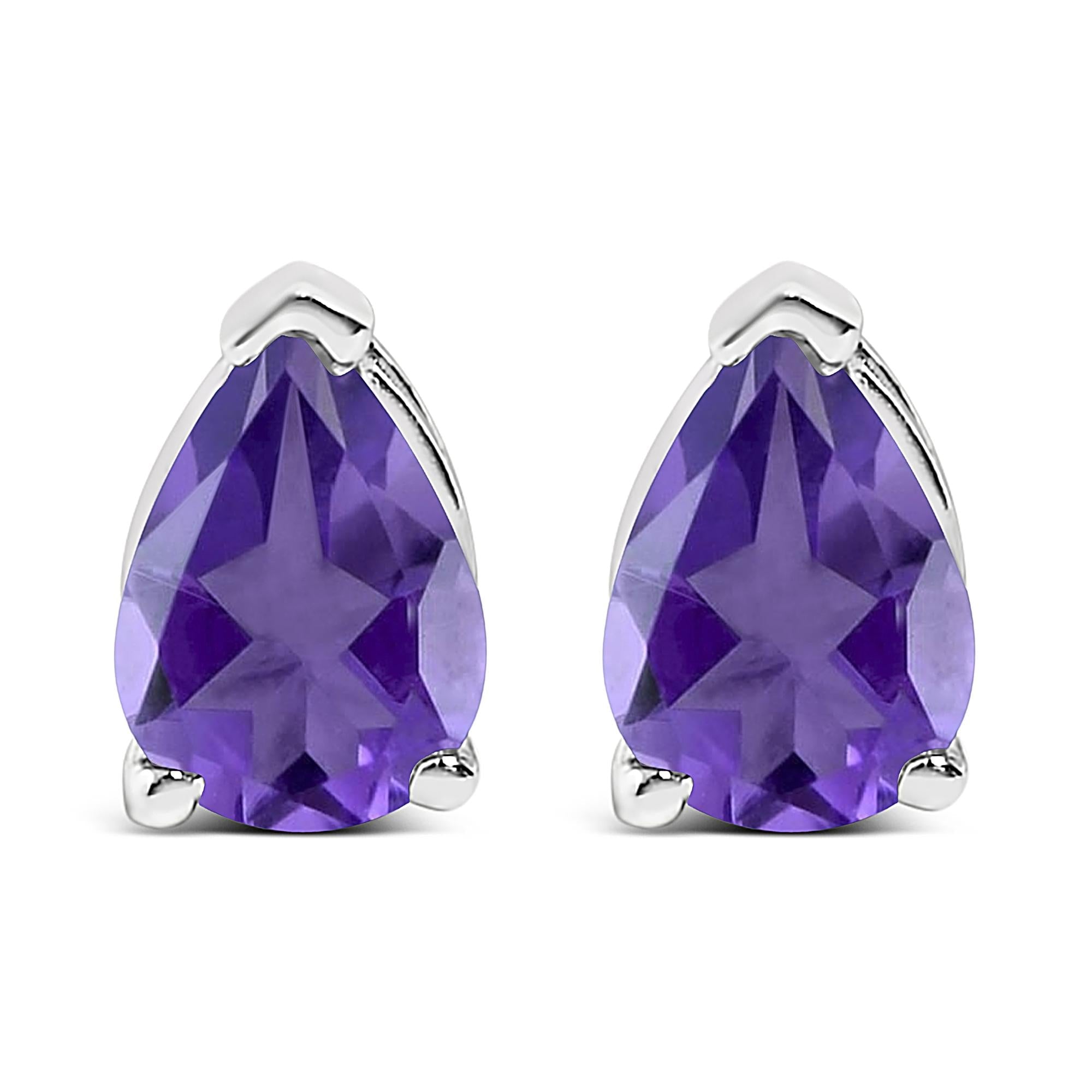 14K Gold 6x4MM Pear Shaped Gemstone Solitaire Stud Earrings