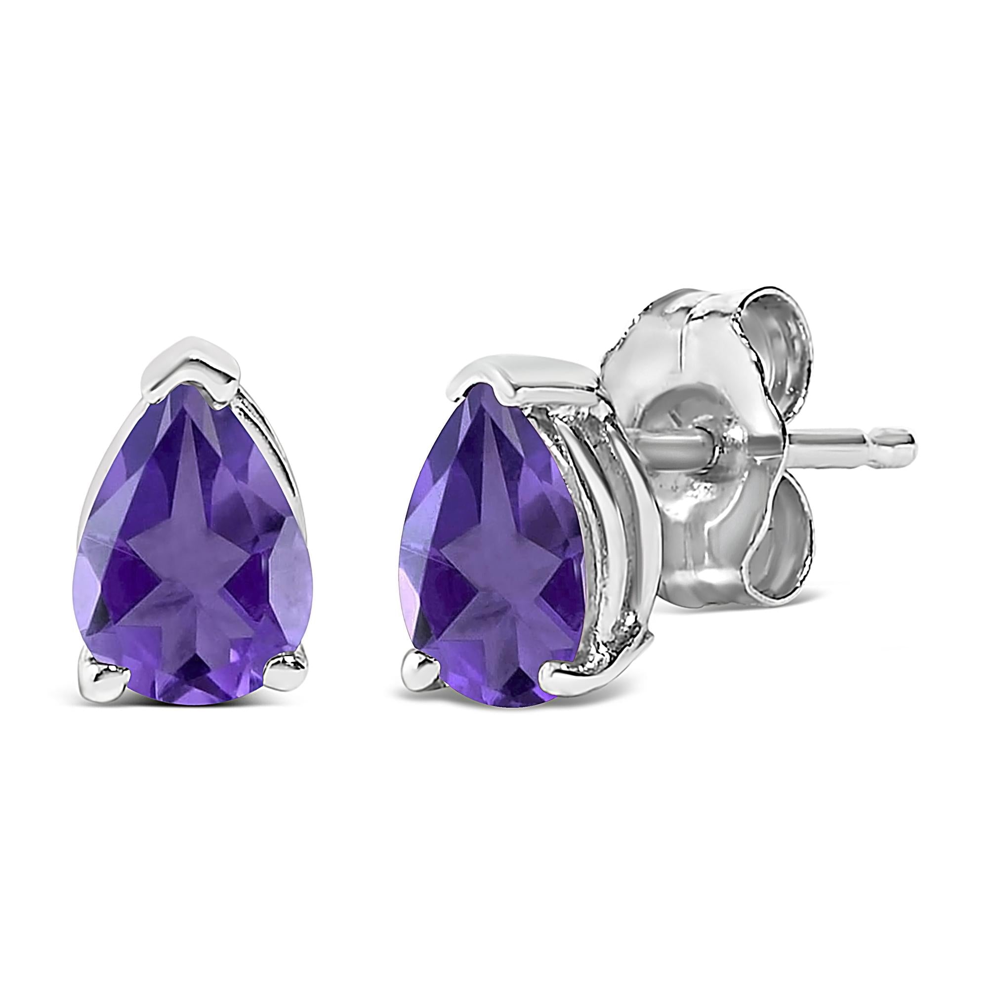 14K Gold 6x4MM Pear Shaped Gemstone Solitaire Stud Earrings