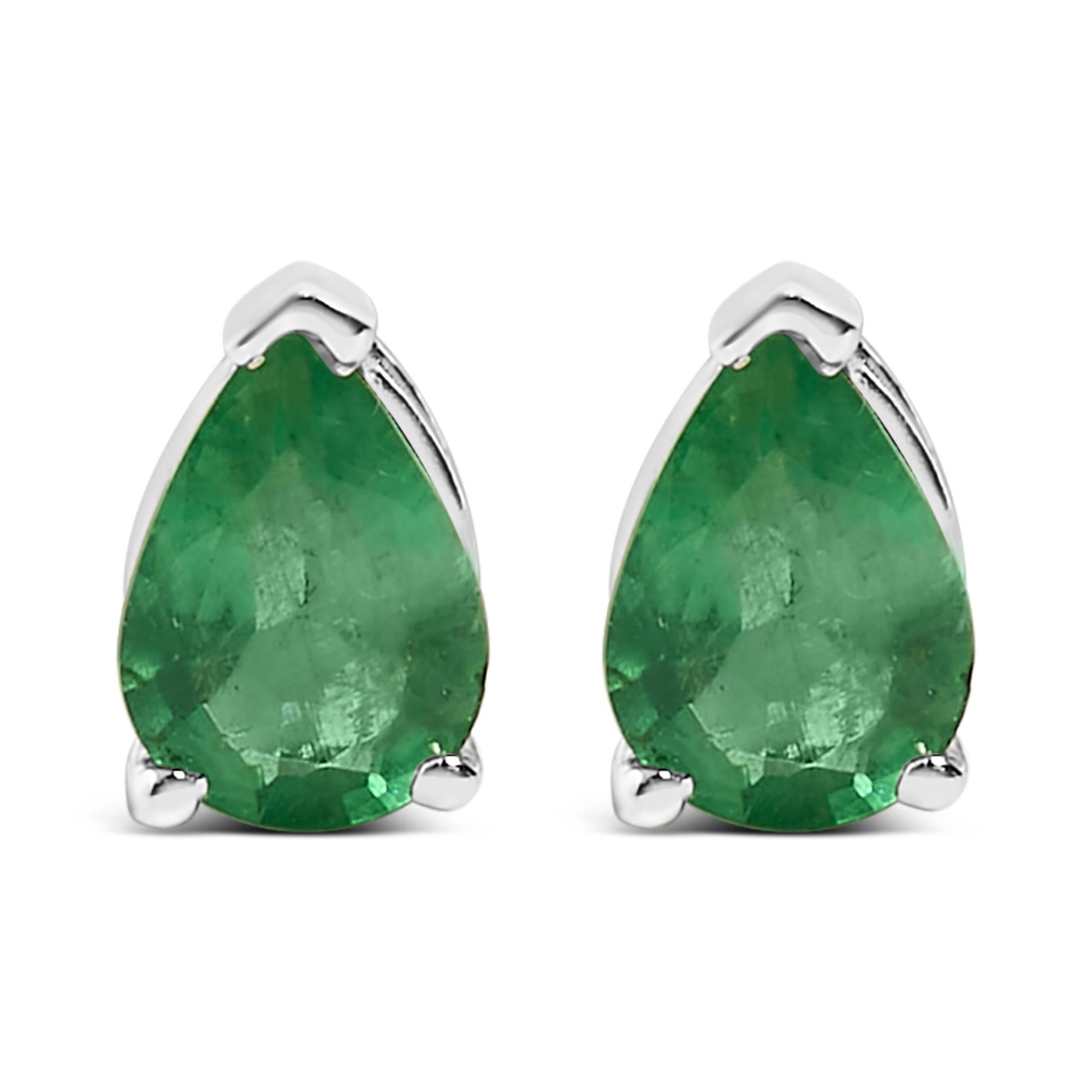 14K Gold 6x4MM Pear Shaped Gemstone Solitaire Stud Earrings