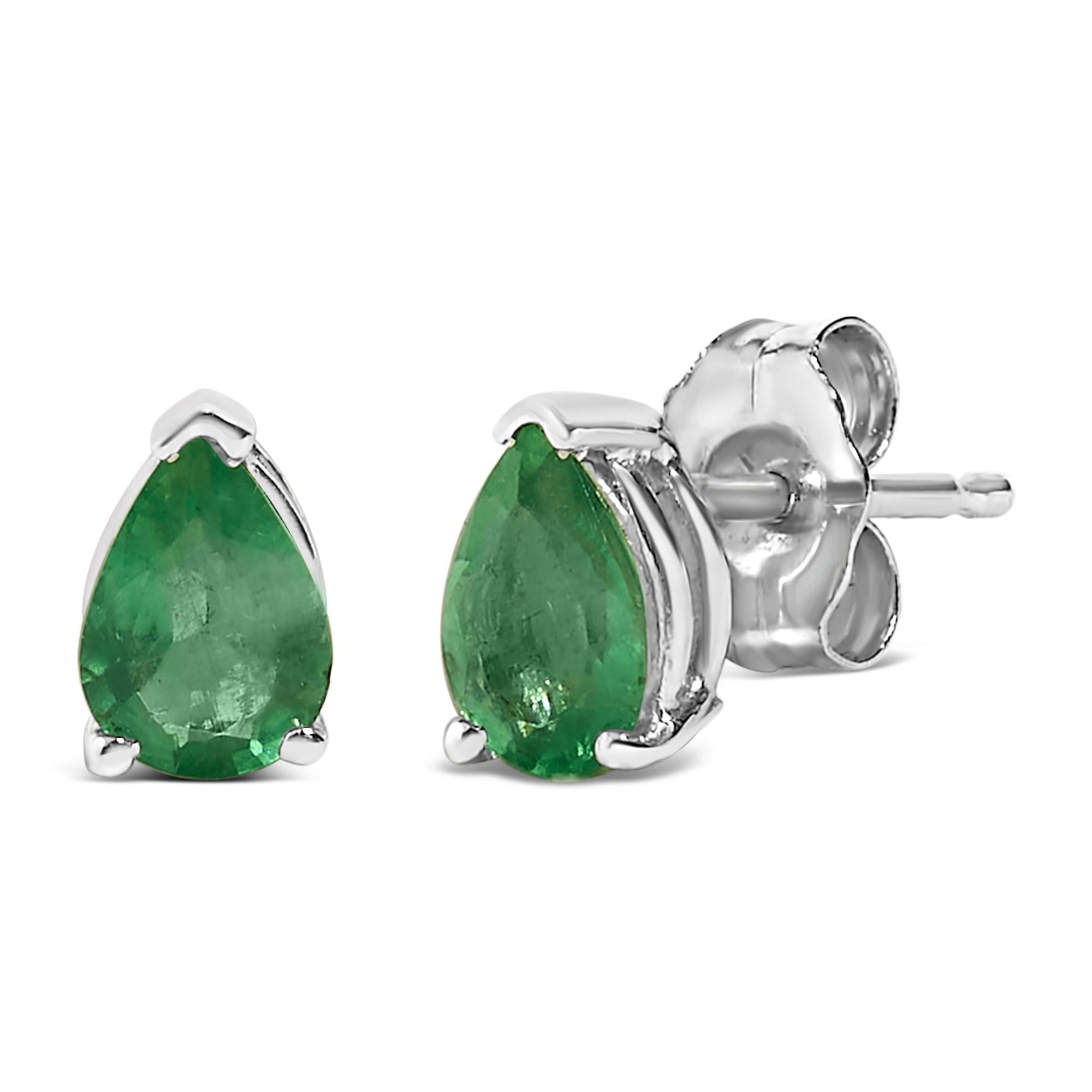 14K Gold 6x4MM Pear Shaped Gemstone Solitaire Stud Earrings