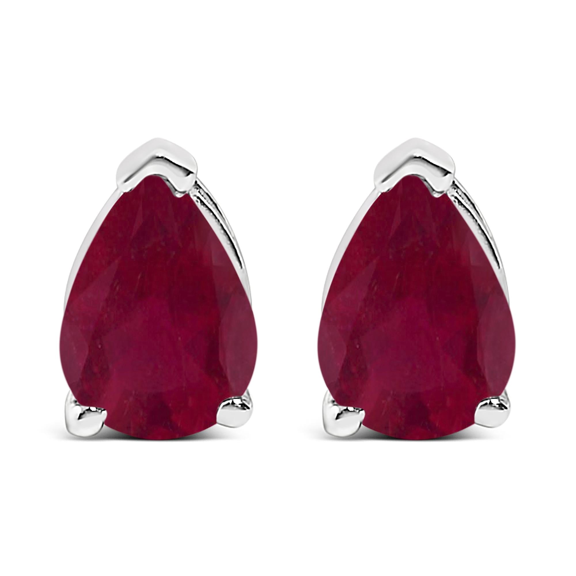 14K Gold 6x4MM Pear Shaped Gemstone Solitaire Stud Earrings