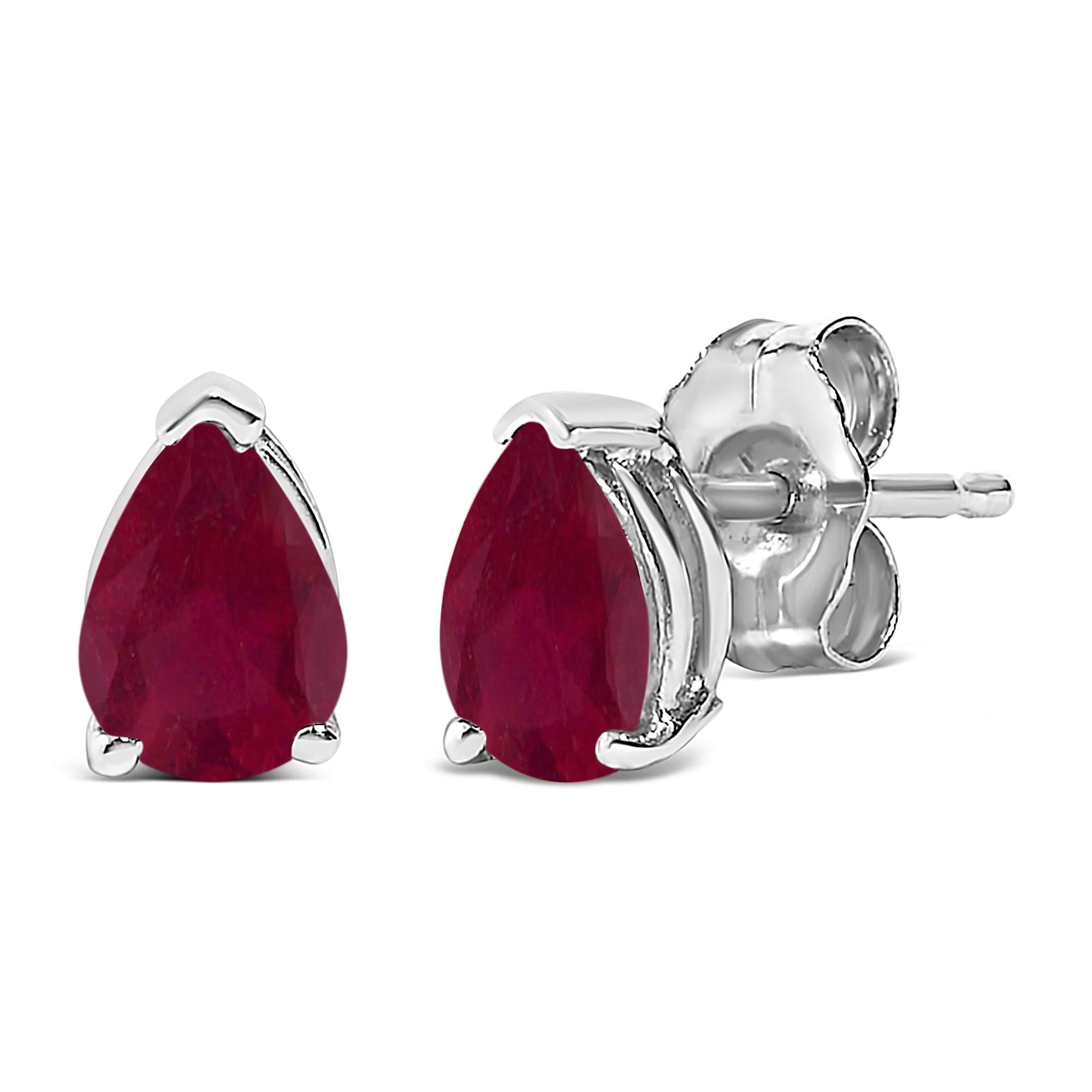 14K Gold 6x4MM Pear Shaped Gemstone Solitaire Stud Earrings