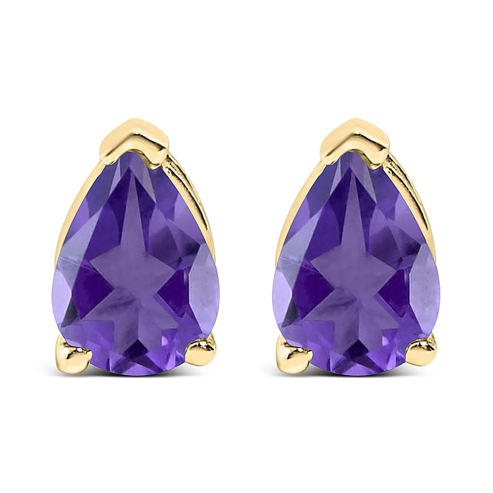 14K Gold 6x4MM Pear Shaped Gemstone Solitaire Stud Earrings