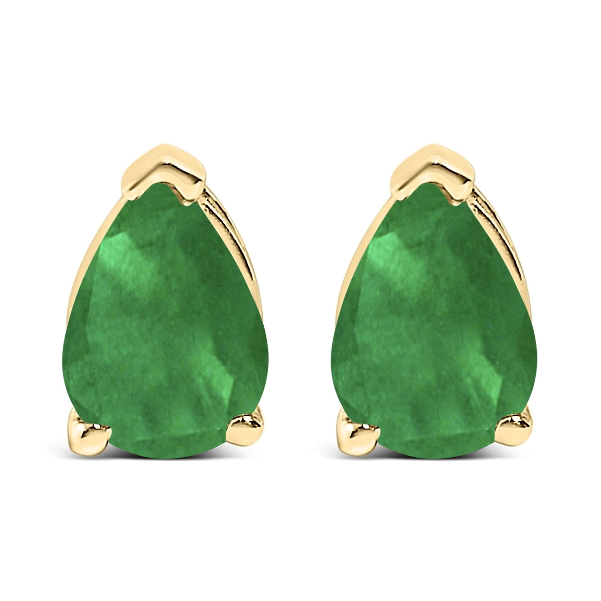 14K Gold 6x4MM Pear Shaped Gemstone Solitaire Stud Earrings