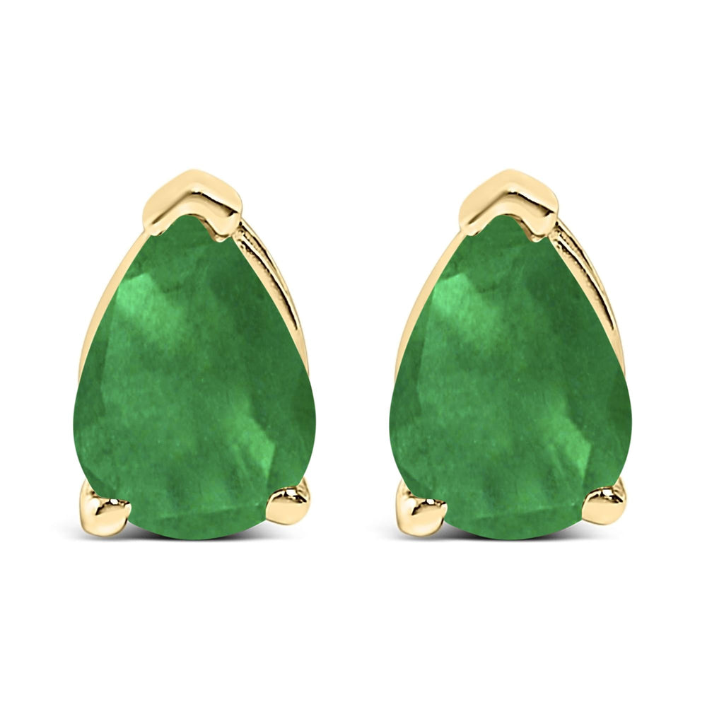 14K Gold 6x4MM Pear Shaped Gemstone Solitaire Stud Earrings
