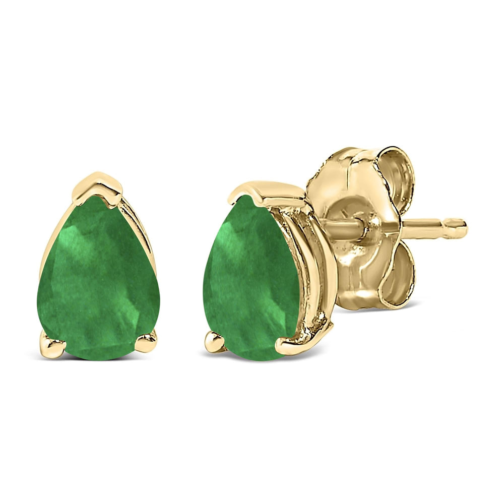 14K Gold 6x4MM Pear Shaped Gemstone Solitaire Stud Earrings