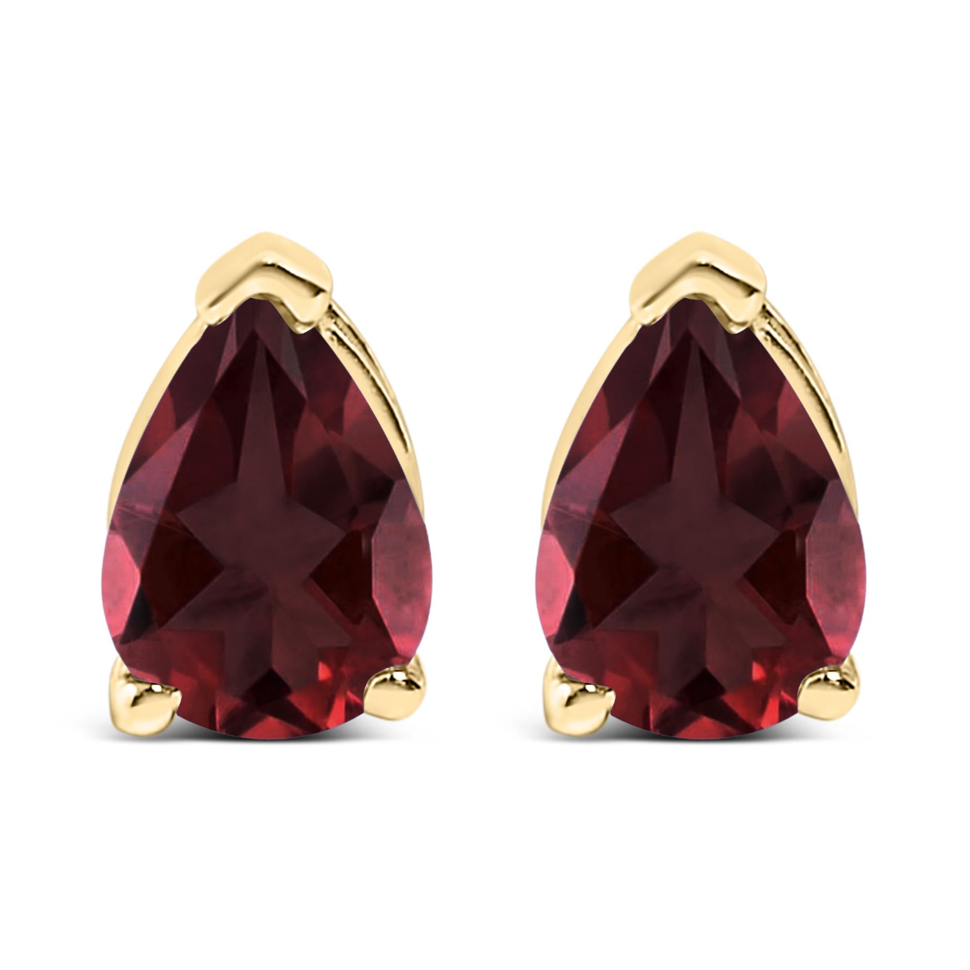 14K Gold 6x4MM Pear Shaped Gemstone Solitaire Stud Earrings