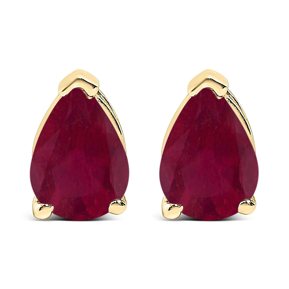 14K Gold 6x4MM Pear Shaped Gemstone Solitaire Stud Earrings