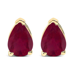 14K Gold 6x4MM Pear Shaped Gemstone Solitaire Stud Earrings