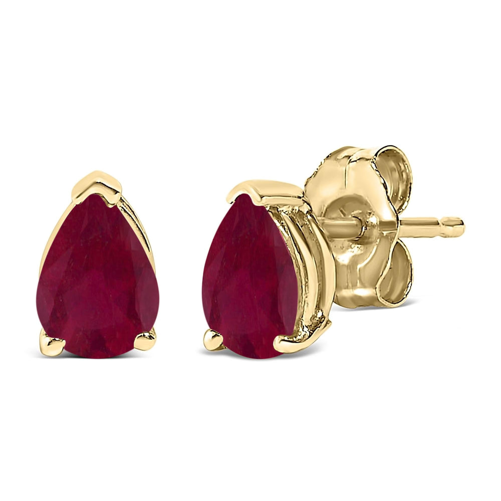 14K Gold 6x4MM Pear Shaped Gemstone Solitaire Stud Earrings