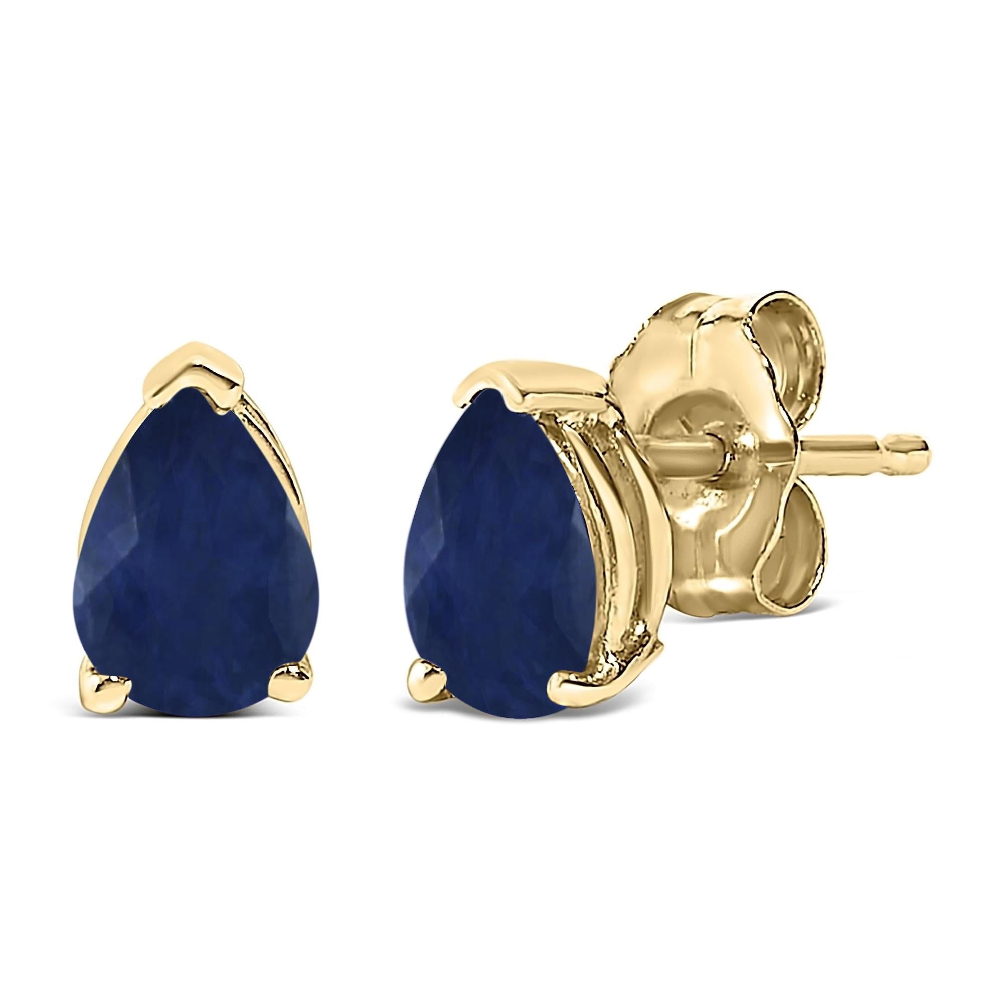 14K Gold 6x4MM Pear Shaped Gemstone Solitaire Stud Earrings
