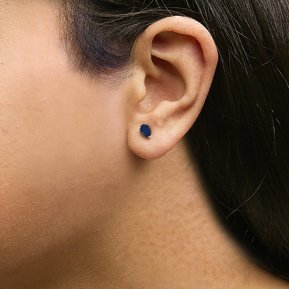 14K Gold 6x4MM Pear Shaped Gemstone Solitaire Stud Earrings
