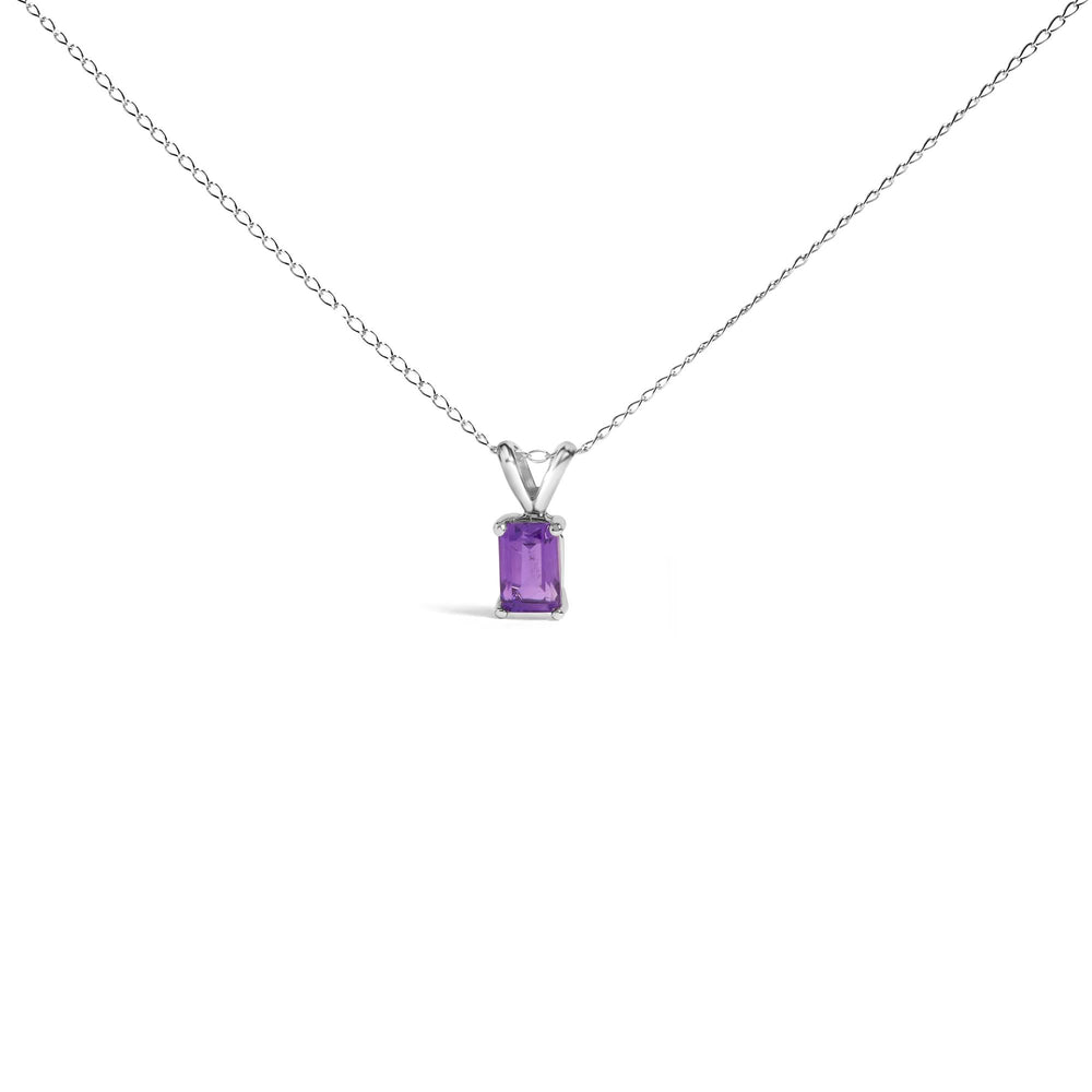 14K Gold 6x4MM Emerald Cut Gemstone Solitaire Pendant Necklace