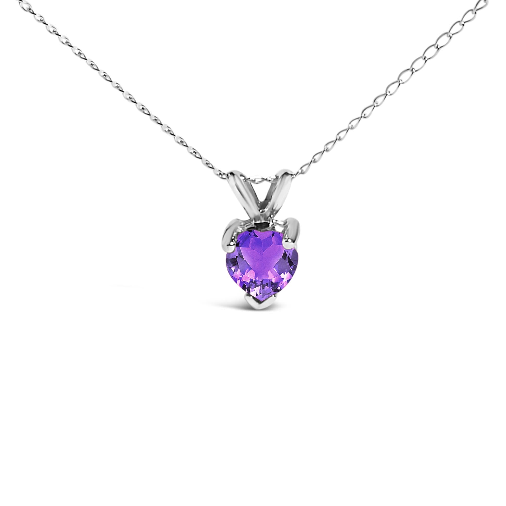 14K Gold 5X5 MM Heart Shaped Gemstone Solitaire Pendant Necklace