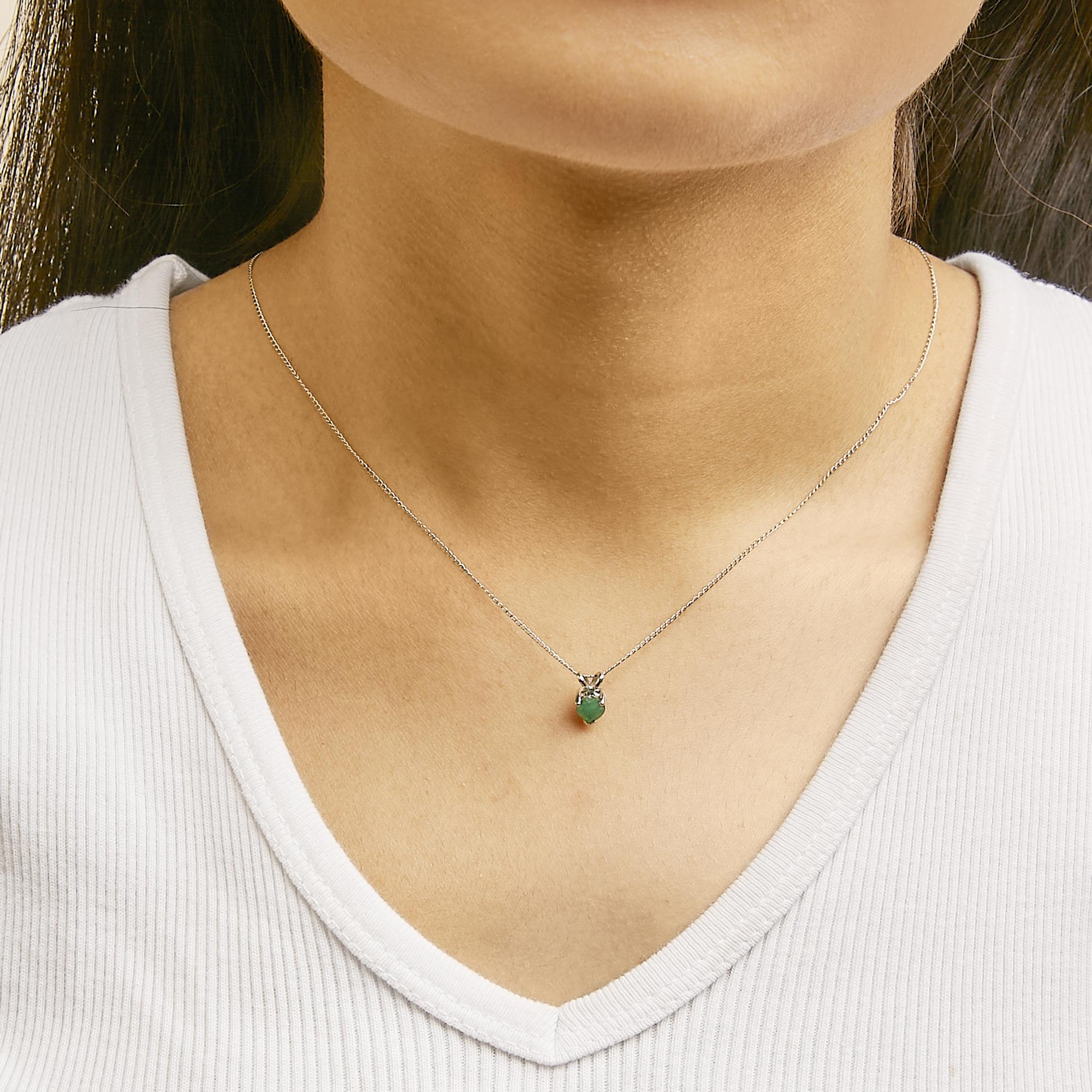 14K Gold 5X5 MM Heart Shaped Gemstone Solitaire Pendant Necklace