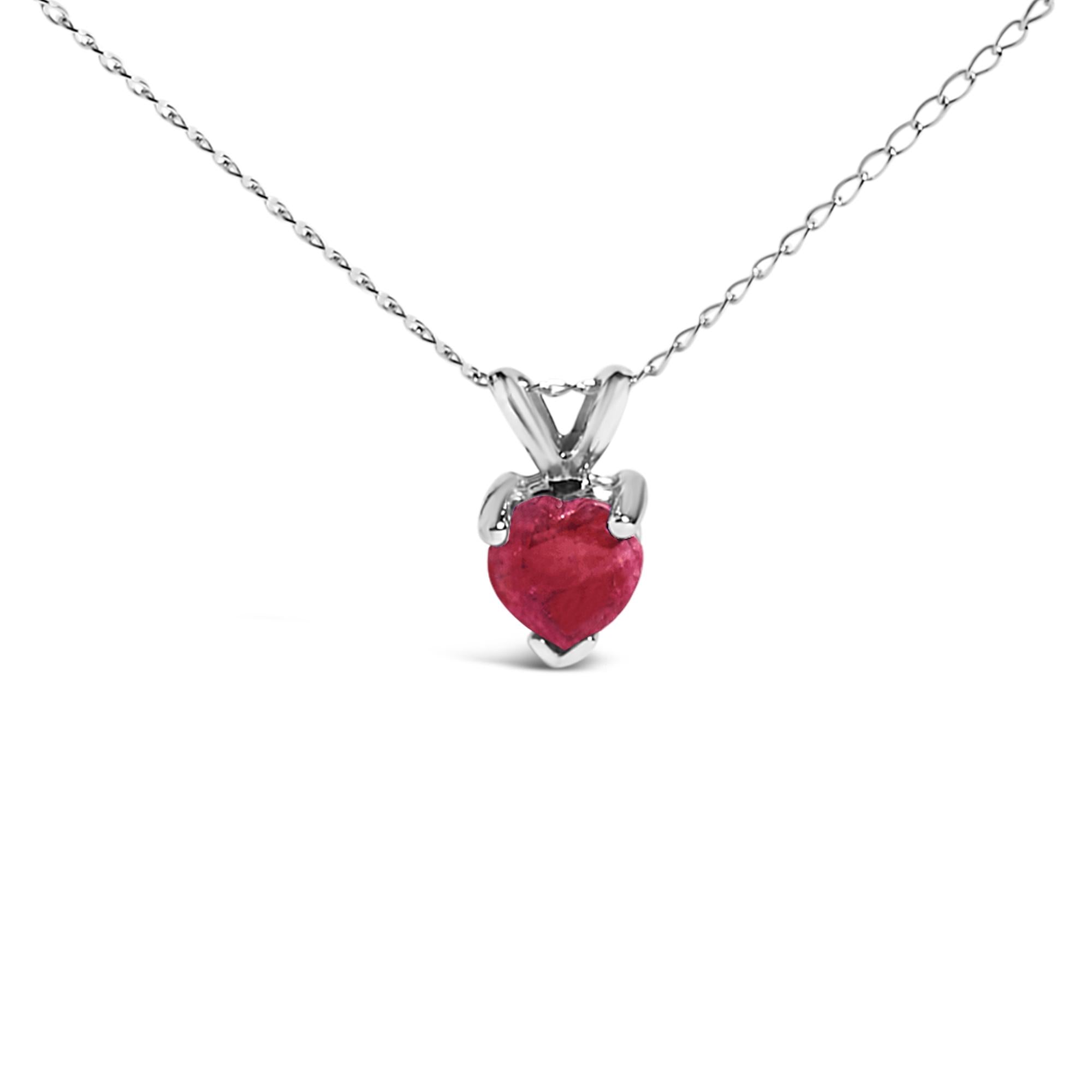 14K Gold 5X5 MM Heart Shaped Gemstone Solitaire Pendant Necklace