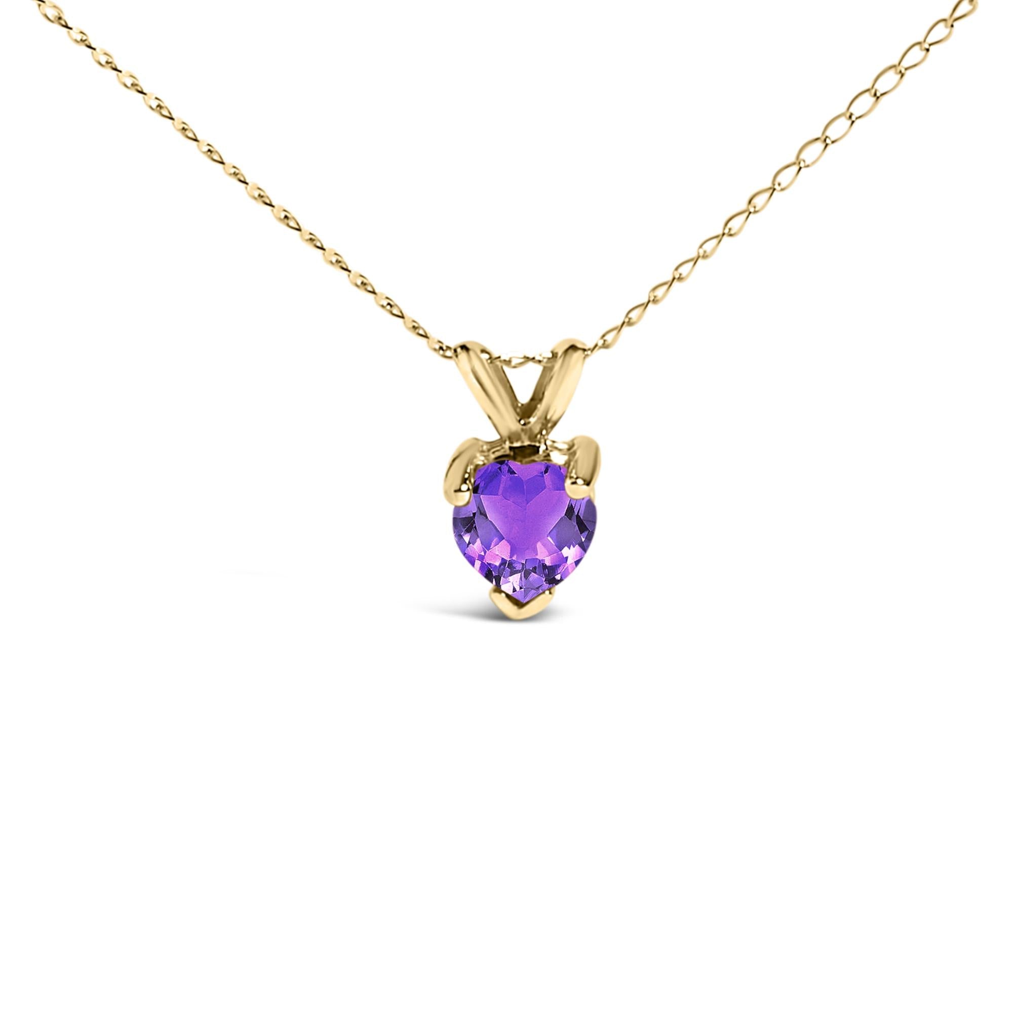 14K Gold 5X5 MM Heart Shaped Gemstone Solitaire Pendant Necklace