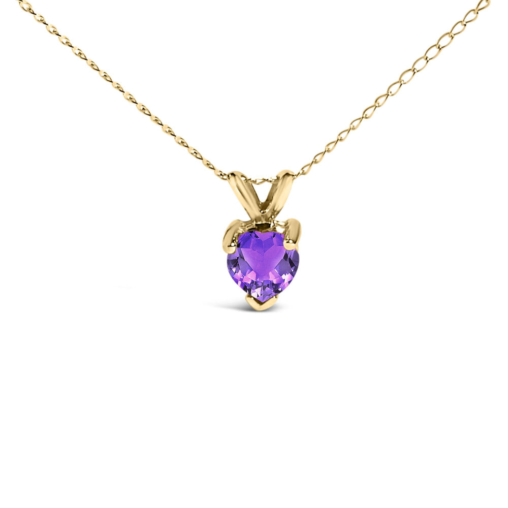 14K Gold 5X5 MM Heart Shaped Gemstone Solitaire Pendant Necklace