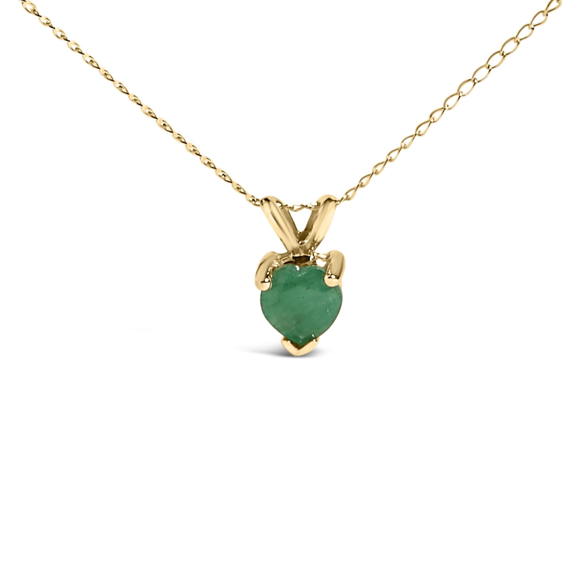 14K Gold 5X5 MM Heart Shaped Gemstone Solitaire Pendant Necklace