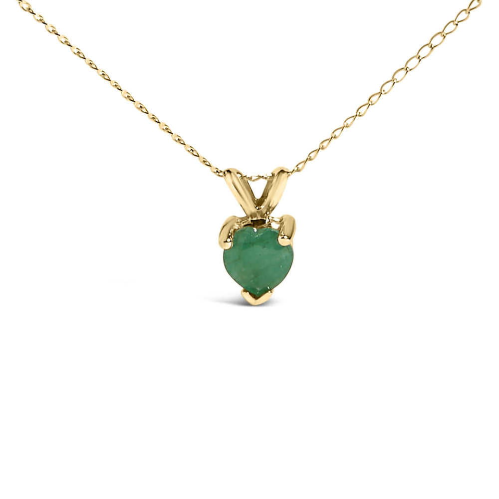 14K Gold 5X5 MM Heart Shaped Gemstone Solitaire Pendant Necklace