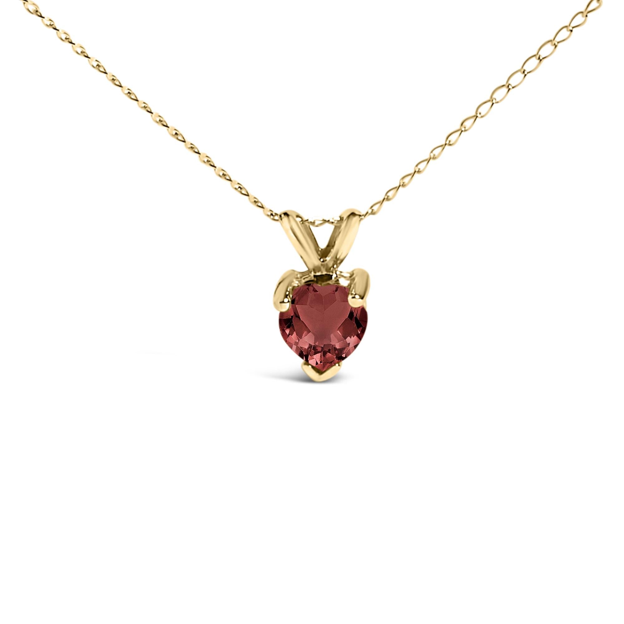 14K Gold 5X5 MM Heart Shaped Gemstone Solitaire Pendant Necklace